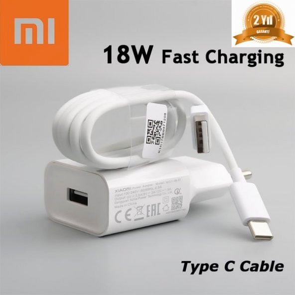 Orjinal Xiaomi Mi 9 SE Type-C Data Kablo ve 18W 2A MDY08EO Hızlı Şarj cihazı MDY08EO001162 ürün görseli 1
