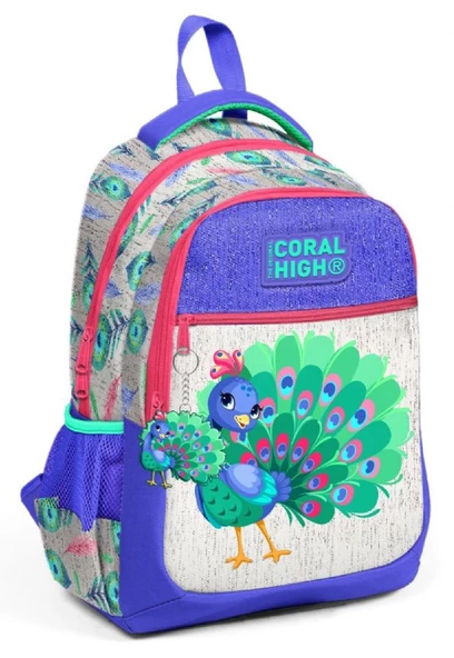 Coral High Kız Çocuk İlkokul ve Ortaokul Sırt Çantası - Yeşil Tavuskuşu ürün görseli 1