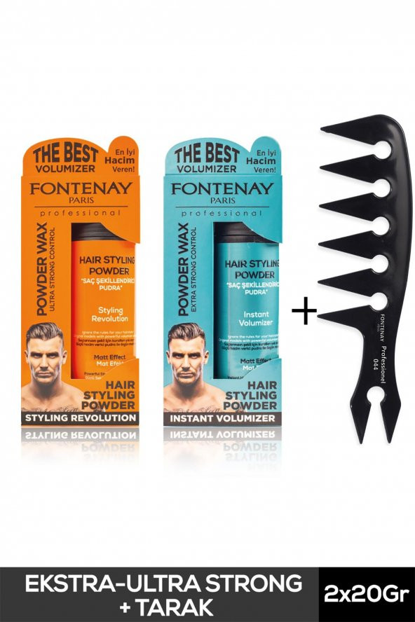 Fontenay Saç Şekillendirici Pudra Toz Wax Mat Effect Ve Ultra Strong + Geniş Aralıklı Wax Tarağı 3lü Set ürün görseli 1