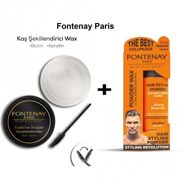 Fontenay Profesyonel Kaş Şekillendirici Wax + Saç Şekillendirici Toz Wax Turuncu 2Li Set ürün görseli 1