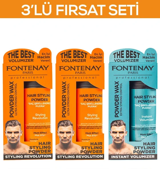 Fontenay Saç Şekillendirici Pudra Toz Wax Mat Effect Ve Ultra Strong X2 20gr 3'LÜ WAX SET ürün görseli 1