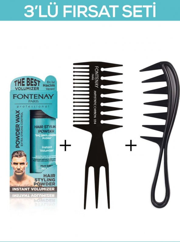 Fontenay Saç Şekillendirici Pudra Toz Wax Mat Effect Mavı 20gr + Şekil Tarağı X2 3Lü Set ürün görseli 1
