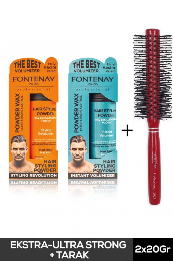 Fontenay Saç Şekillendirici Pudra Toz Wax Mat Effect Ve Ultra Strong 20gr + Profesyonel Saç Fırçası 1017 3lü Set ürün görseli 1