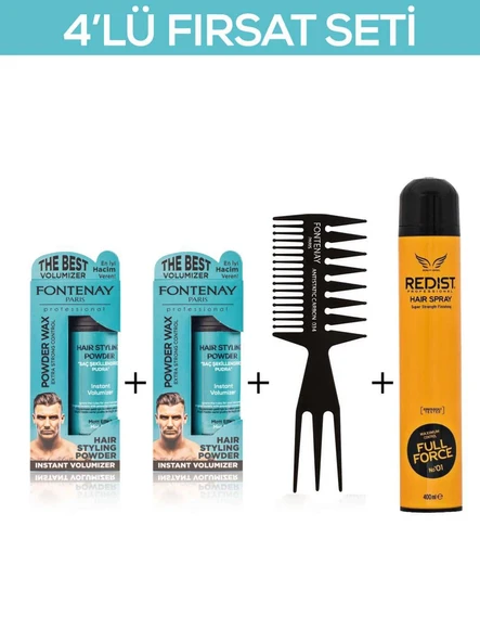 Fontenay Saç Şekillendirici Pudra Toz Wax Mat Effect X2+ Şekil Tarak'ı 2+ Saç Spreyi  400ML 4'lü Set ürün görseli 1