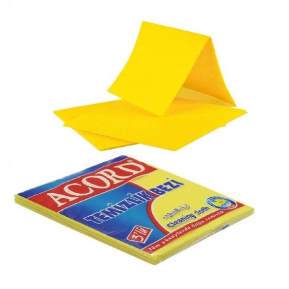 Acord Sarı Temizlik Cam Bezi - 35 x 38 Cm. - 3 lü Paket ürün görseli 1