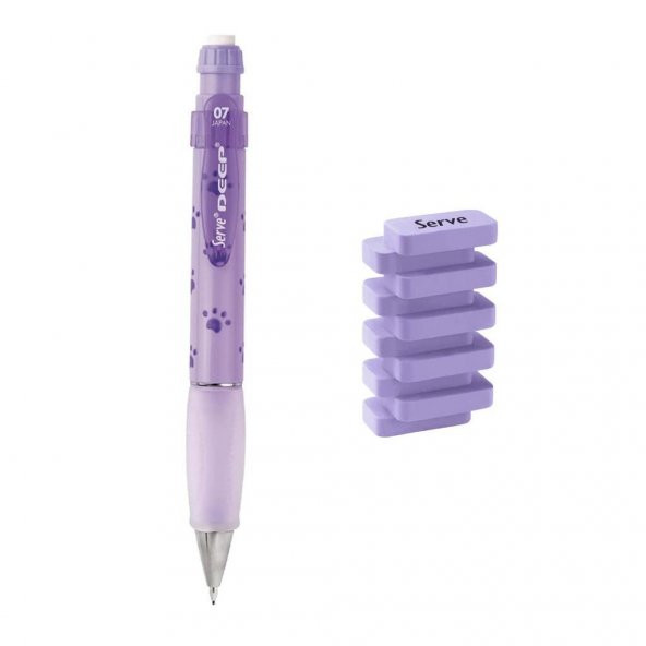 Serve Deep 0.7 mm Mekanik Kurşun Kalem Doğa Pati -& Steps Lavanta Silgi ürün görseli 1