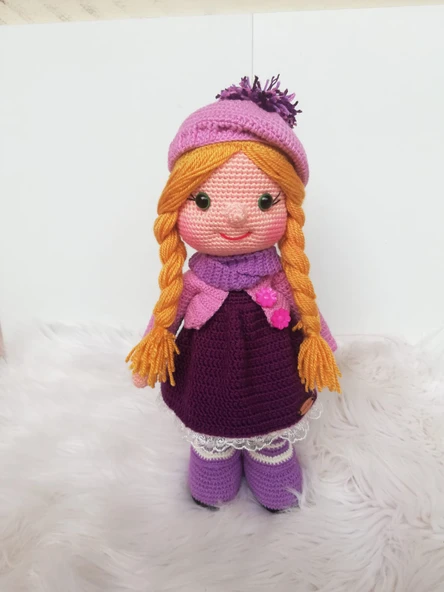 Örgü Saçlı Tonton Bebek Amigurumi Organik Oyuncak ürün görseli 1