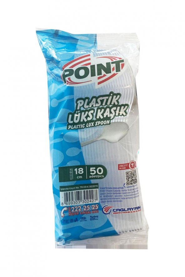 Point Plastik Lüx Şeffaf Kaşık - 18 Cm. - 3.2 Gr. - 50 Adet - Paket ürün görseli 1