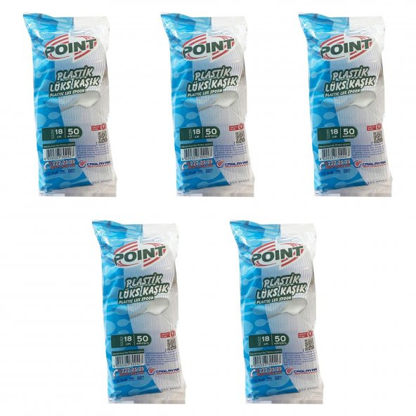 Point Plastik Lüx Şeffaf Kaşık - 18 Cm. - 3.2 Gr. - 50 Adetlik 5 Paket ürün görseli 1