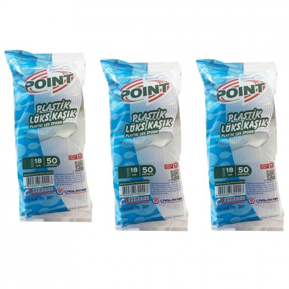 Point Plastik Lüx Şeffaf Kaşık - 18 Cm. - 3.2 Gr. - 50 Adetlik 3 Paket ürün görseli 1