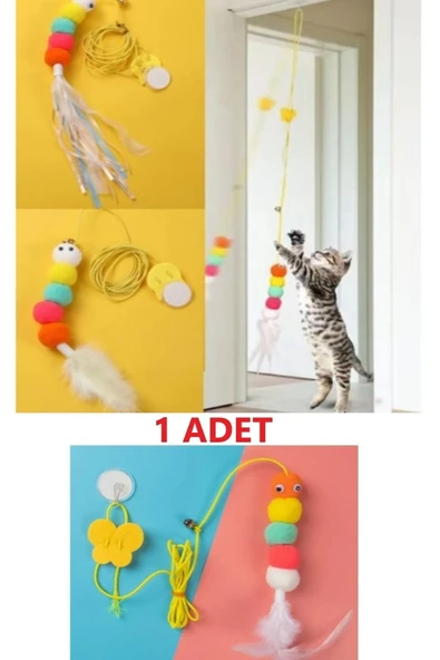 Elastik Kendinden Yapışkanlı Renkli Kedi Oyun Oltası Kedi Oyuncağı Yapışkanlı Olta Eğitim Oyuncağı ürün görseli 1