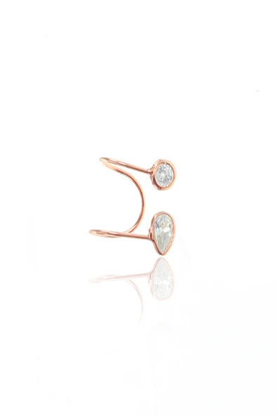 Gümüş rose zirkon taşlı damla kıkırdak küpe SGTL12220ROSE ürün görseli 1