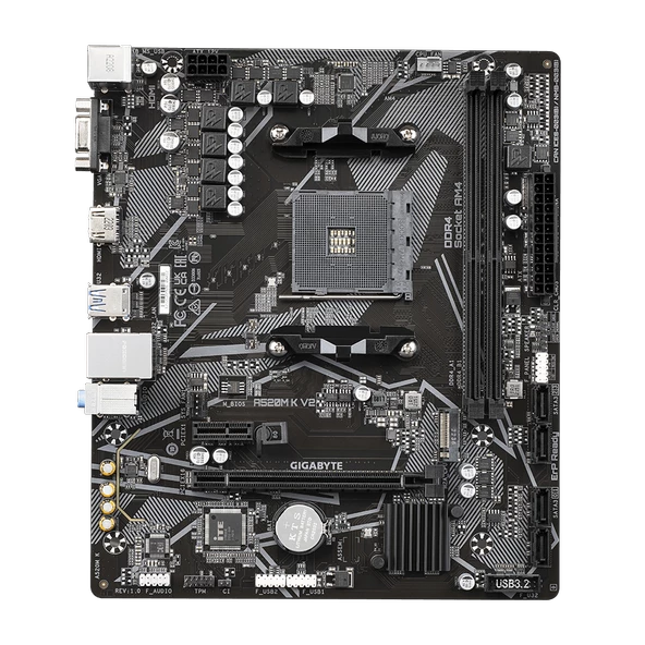 GIGABYTE A520M K V2 DDR4 5100Mhz(OC) HDMI M.2 mATX AM4 ürün görseli 1