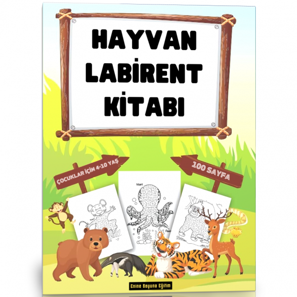 Hayvan Labirent Bulmaca Kitabı (100 Sayfa) ürün görseli 1