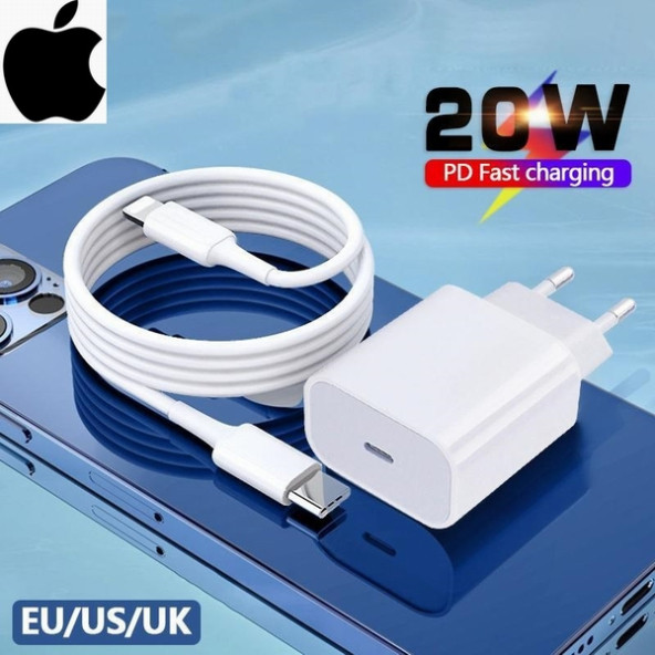 Orjinal Apple iPhone 11 Pro 20W Hızlı Şarj Aleti Seti USB-C MHJE3TU-A + MQGJ2ZM/A (Kablo Dagil) APLEE20W00055 ürün görseli 1