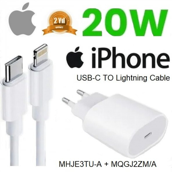 Orjinal Apple iPhone 11 Pro 20W Hızlı Şarj Aleti Seti USB-C MHJE3TU-A + MQGJ2ZM/A (Kablo Dagil) APLEE20W00104 ürün görseli 1
