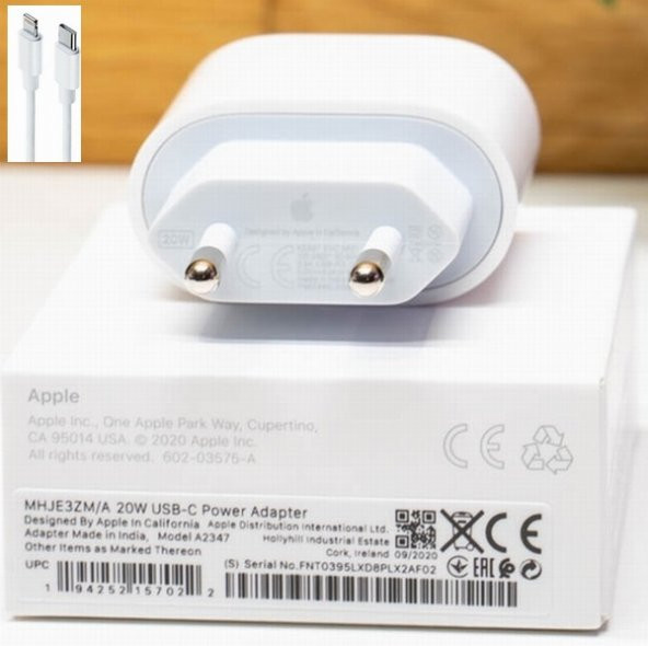 Orjinal Apple iPhone 11 20W Hızlı Şarj Aleti Seti USB-C MHJE3TU-A + MQGJ2ZM/A (Kablo Dagil) APLEE20W00261 ürün görseli 1