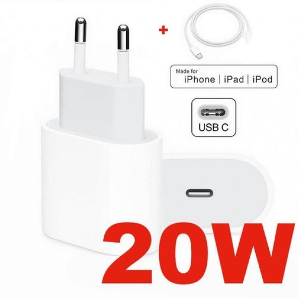 Orjinal Apple iPhone XR 20W Hızlı Şarj Aleti Seti USB-C MHJE3TU-A + MQGJ2ZM/A (Kablo Dagil) APLEE20W00551 ürün görseli 1