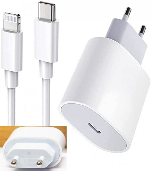 Orjinal Apple iPhone 12 Pro 20W Hızlı Şarj Aleti Seti USB-C MHJE3TU-A + MQGJ2ZM/A (Kablo Dagil) APLEE20W00590 ürün görseli 1