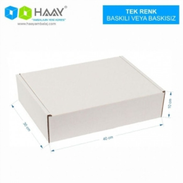 HAAY AMBALAJ 40x30x10 Cm Özel Beyaz E-Ticaret Kutusu 10 ADET ürün görseli 1