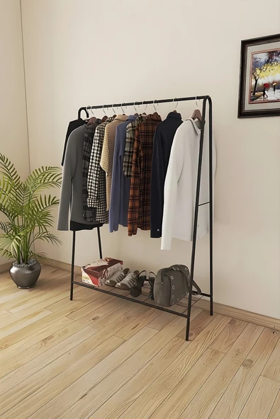 Metallica Concept Oval Telli Siyah Butik Elbise Askısı Ayaklı Askılık Konfeksiyon Askılık ürün görseli 1