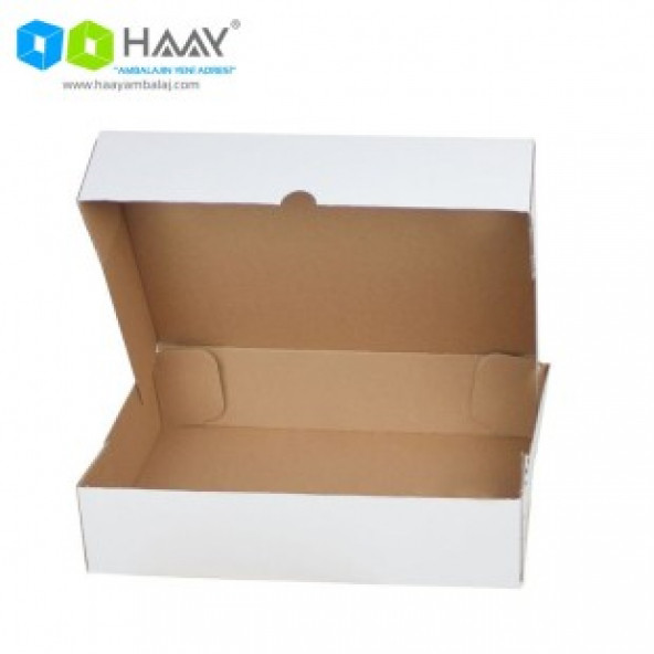HAAY AMBALAJ 26x12x7,5 Cm Beyaz Kapaklı Kutu (4 Nokta)  50 ADET ürün görseli 1