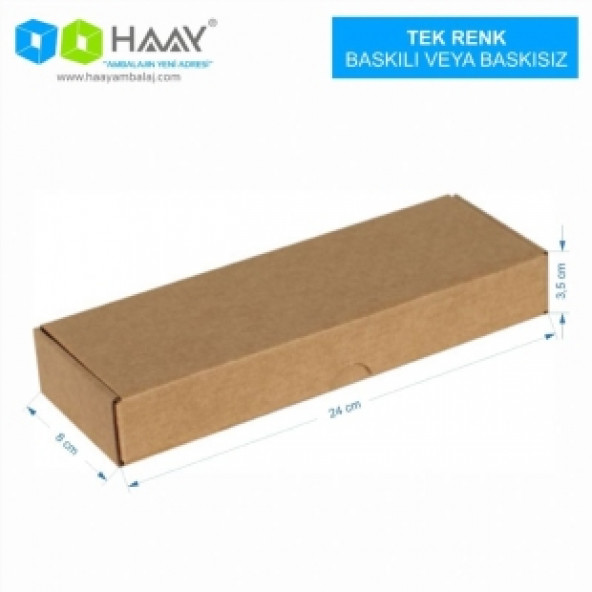 HAAY AMBALAJ 24x8x3,5 Cm Kraft Uzun İnce Kutu 100 ADET ürün görseli 1