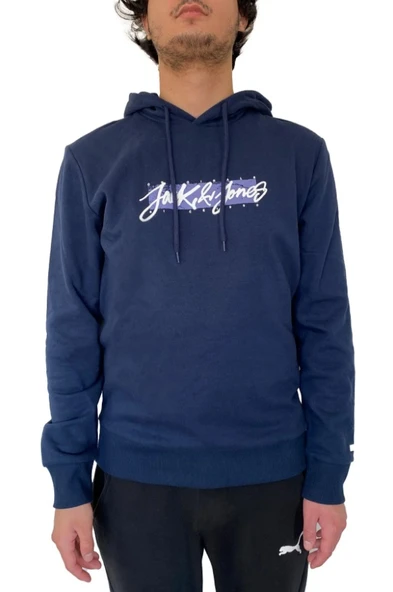 JACK JONES Yazı Baskılı Kapüşonlu Erkek Sweatshirt 12244218 ürün görseli 1