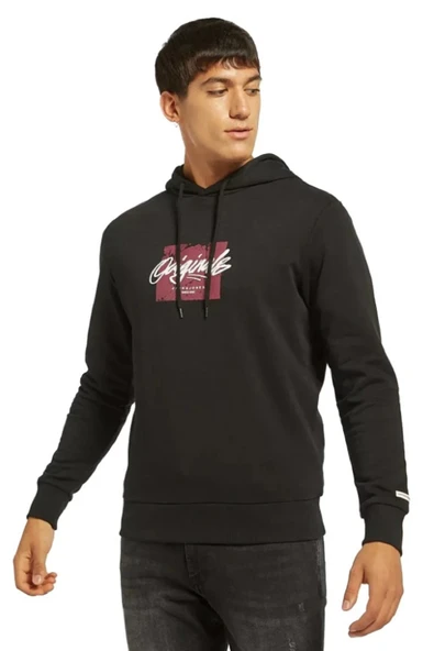 JACK JONES Yazı Baskılı Kapüşonlu Erkek Sweatshirt 12244218 ürün görseli 1
