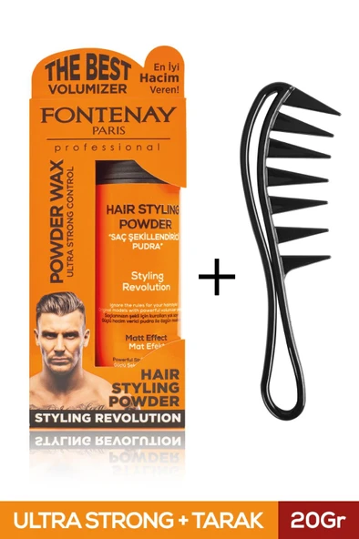 FONTENAY SAÇ ŞEKİLLENDİRİCİ PUDRA TOZ WAX ULTRA STRONG TURUNCU 20GR + ŞEKİL TARAĞI 2'Lİ SET ürün görseli 1