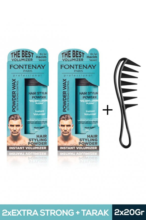 FONTENAY SAÇ ŞEKİLLENDİRİCİ PUDRA TOZ WAX MAT EFFECT MAVI 20GR X2 + ŞEKİL TARAĞI 3LÜ SET ürün görseli 1