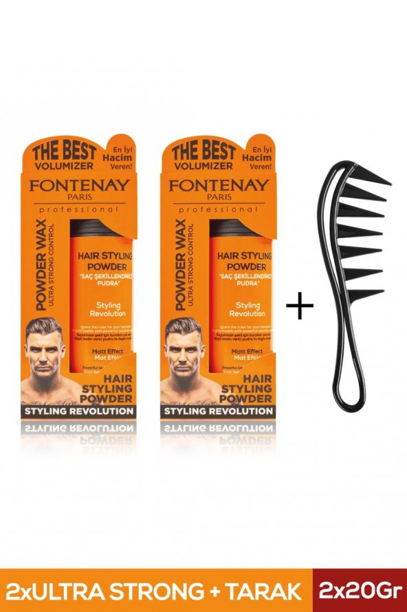 FONTENAY SAÇ ŞEKİLLENDİRİCİ PUDRA TOZ WAX ULTRA STRONG TURUNCU 20GR X2 + ŞEKİL TARAĞI 3LÜ SET ürün görseli 1