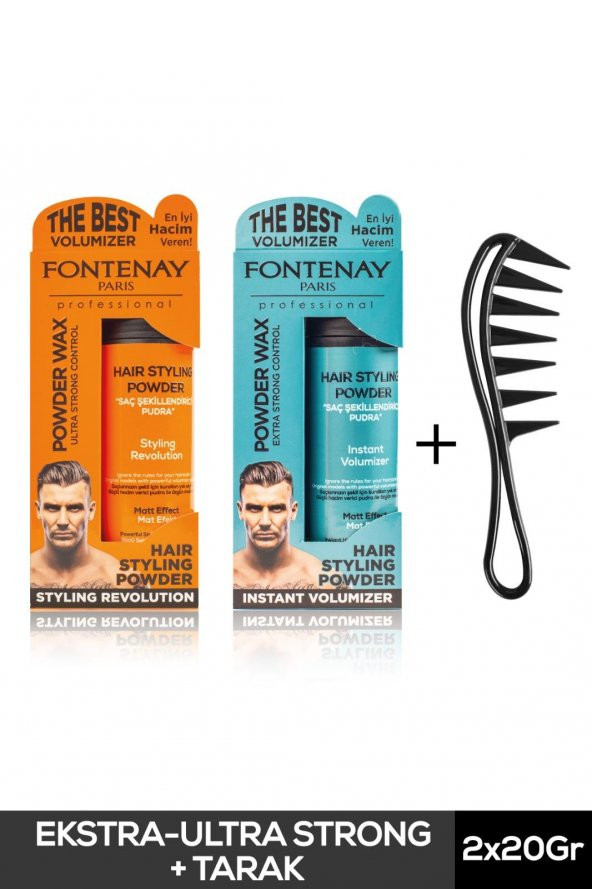FONTENAY SAÇ ŞEKİLLENDİRİCİ PUDRA TOZ WAX MAT EFFECT VE ULTRA STRONG 20GR + ŞEKİL TARAĞI 3LÜ SET ürün görseli 1