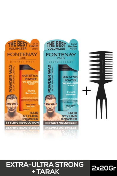 FONTENAY SAÇ ŞEKİLLENDİRİCİ PUDRA TOZ WAX MAT EFFECT VE ULTRA STRONG 20GR + ŞEKİL TARAĞI 3'LÜ SET ürün görseli 1