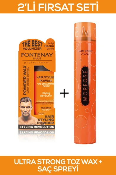 Fontenay Saç Şekillendirici Pudra Toz Wax Ultra Strong Turuncu + Saç Spreyi 400ml 2'Li Set ürün görseli 1