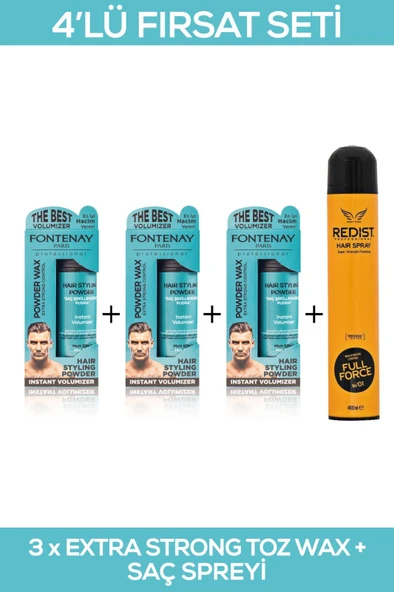 Fontenay Saç Şekillendirici Pudra Toz Wax Matt Effect Mavi 20gr X3 + 400ml Saç Sprey 4'Lü Set 2 ürün görseli 1
