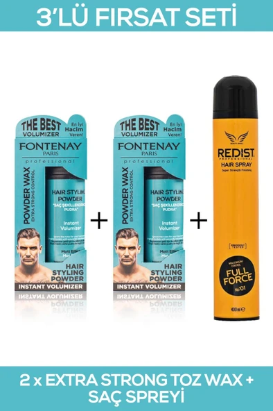 Fontenay Saç Şekillendirici Pudra Toz Wax Matt Effect Mavi 20gr X2 + 400ml Saç Spreyİ 3'Lü Set 2 ürün görseli 1