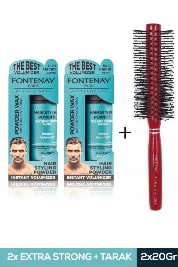 Fontenay Saç Şekillendirici Pudra Toz Wax Mat Effect Mavı 20gr X2 + Profesyonel Saç Fırçası 1016 3lü Set ürün görseli 1