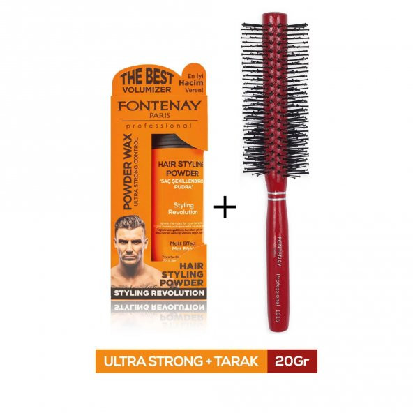 Fontenay Saç Şekillendirici Pudra Toz Wax Ultra Strong Turuncu 20gr + Profesyonel Saç Fırçası 1016 2li Set ürün görseli 1