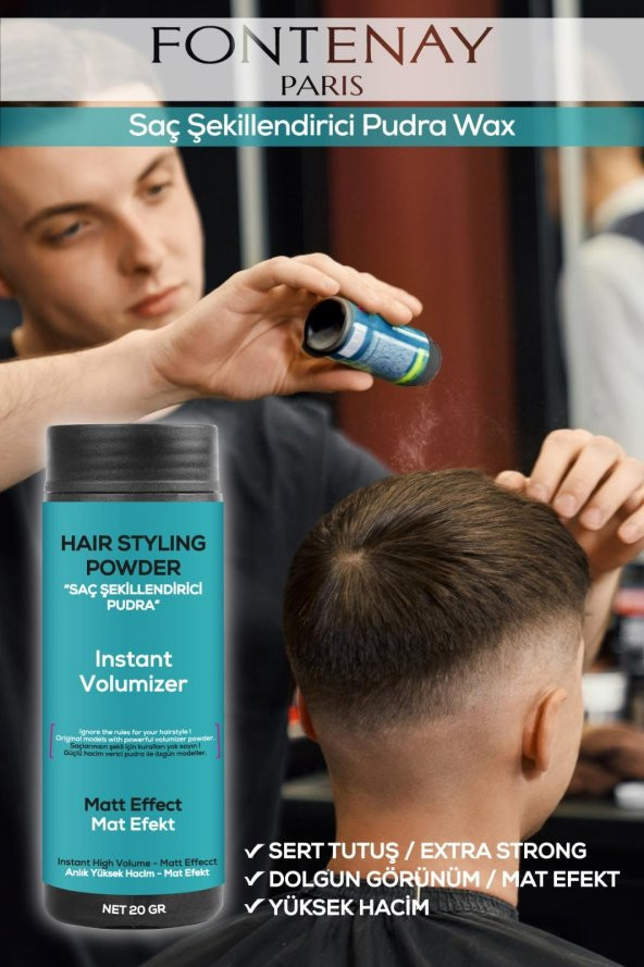 Fontenay Saç Şekillendirici Pudra Toz Wax Mat Effect Mavı 20gr X2 + Profesyonel Saç Fırçası 1018 3lü Set ürün görseli 1