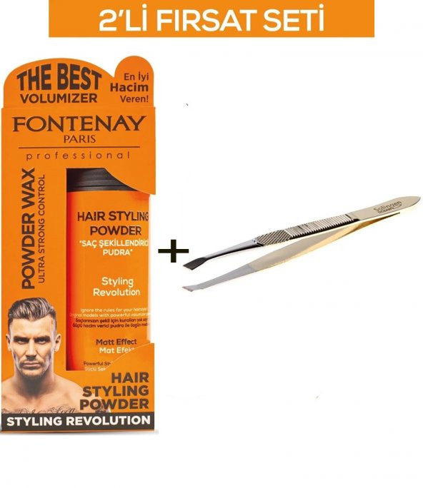 Fontenay Saç Şekillendirici Pudra Toz Wax Ultra Strong Turuncu + Cımbız No:1142Li Set ürün görseli 1