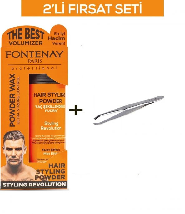 Fontenay Saç Şekillendirici Pudra Toz Wax Ultra Strong Turuncu + Cımbız No:209 2Li Set ürün görseli 1