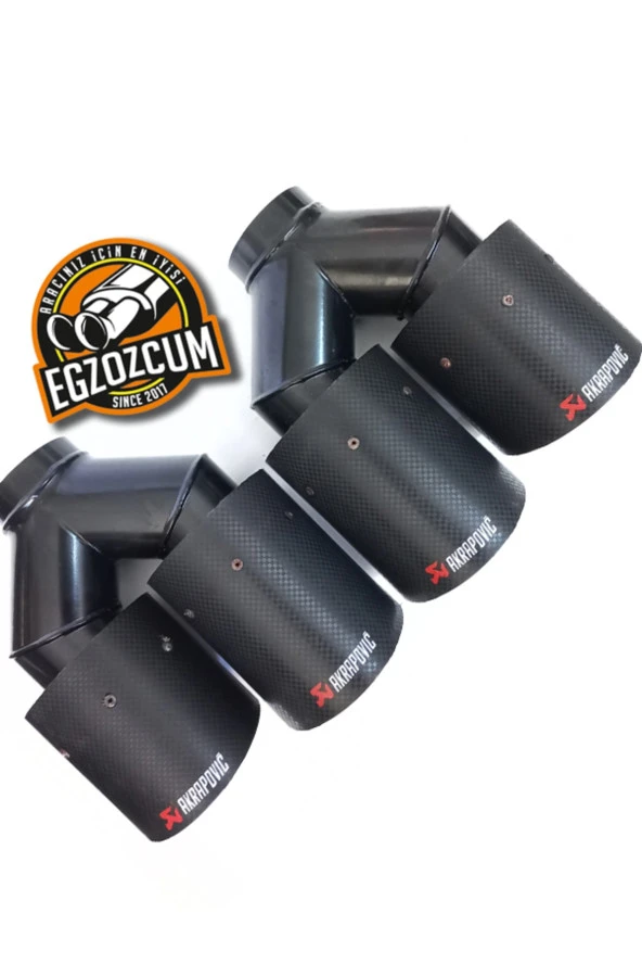 90 mm. Çiftli TAKIM SAĞ/SOL Yuvarlak dudaklı KARBON KAPLAMA AKRAPOVIC Egzoz eksoz Çıkışı ürün görseli 1