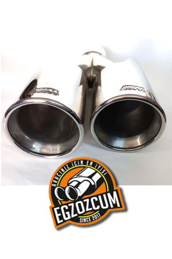 90 mm. Tam krom paslanmaz çiftli, sağ egzoz ucu. (M logolu) ürün görseli 1
