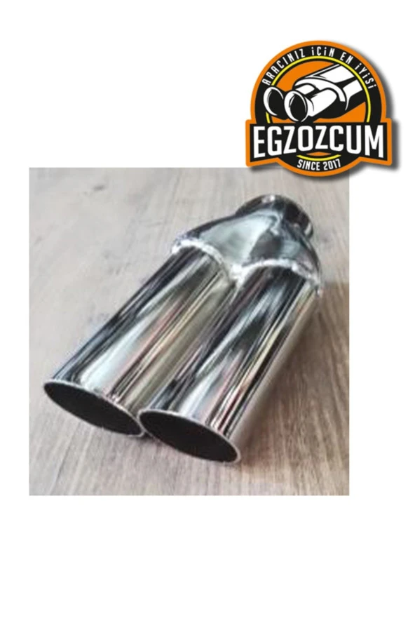 Çiftli Egzoz Ucu ,nikelaj Her Araca Uyumlu Sessiz Egzoz Eksoz Ucu ürün görseli 1