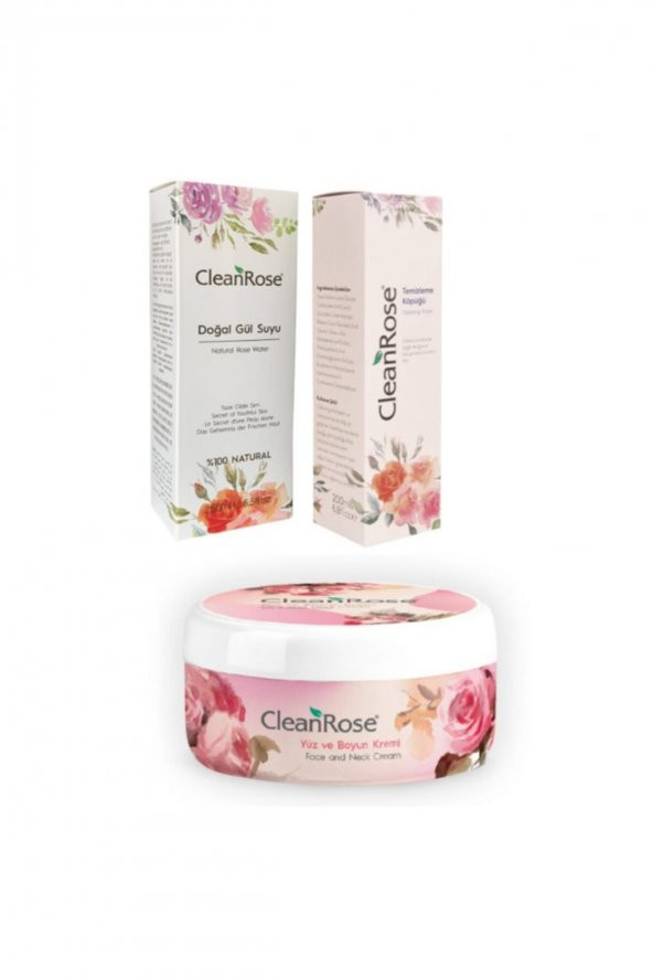 Doğal Gül Suyu 250 ml +Temizleme Köpüğü 200 ml+Yüz Ve Boyun Kremi 125 ml ürün görseli 1