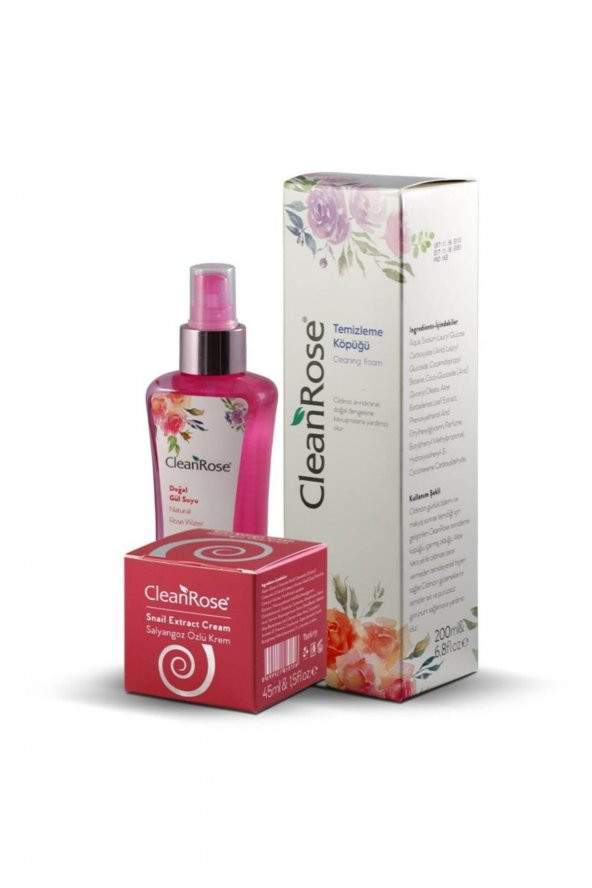 Cleanrose Salyangoz Kremi 45 ml + Doğal Gül Suyu Sprey 200 ml + Temizleme Köpüğü 200 ml ürün görseli 1