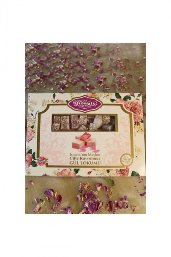 Güllü Çifte Kavrulmuş Lokum 200 gr. 100 Pancar Şekeri ürün görseli 1