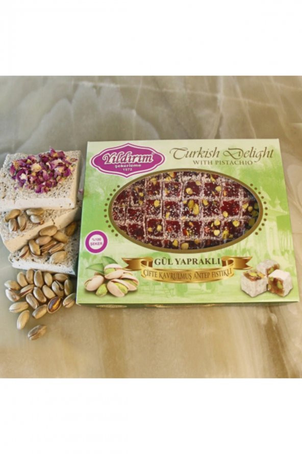 Güllü Antep Fıstıklı Çifte Kavrulmuş Lokum 300g. ürün görseli 1