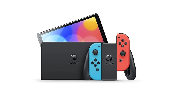 Nintendo Switch Oled Oyun Konsolu Kırmızı-Mavi - G - Resim 3
